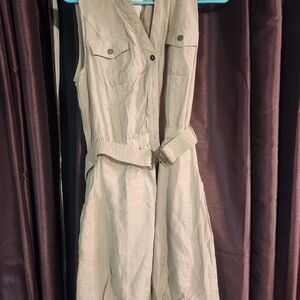 Beige Sleeveless Dress Large With Belt Nwt Brand MINE
